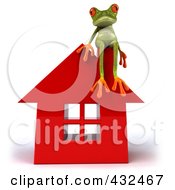 Royalty Free RF Clipart Illustration Of A 3d Springer Frog With A Red House 3