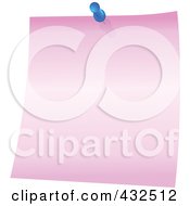 Royalty Free RF Clipart Illustration Of A Pink Memo Note With A Blue Push Pin by Tonis Pan