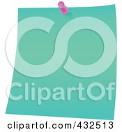 Poster, Art Print Of Greenish Memo Note With A Pink Push Pin