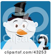 Poster, Art Print Of Snowman With Black Hair And Brown Eyes