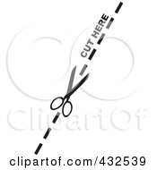 Poster, Art Print Of Pair Of Scissors Cutting On A Dotted Line