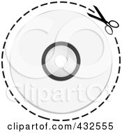 Poster, Art Print Of Pair Of Scissors Cutting On A Dotted Line Around A Cd