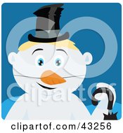 Poster, Art Print Of Snowman With Blond Hair And Blue Eyes