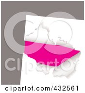 Royalty Free RF Clipart Illustration Of Pink Showing Through Ripped White Paper On Gray
