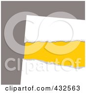 Royalty Free RF Clipart Illustration Of Yellow Showing Through Ripped White Paper On Gray