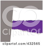 Poster, Art Print Of Purple Showing Through Ripped White Paper On Gray