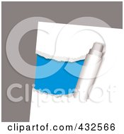 Royalty Free RF Clipart Illustration Of Blue Showing Through Ripped White Paper On Gray