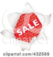Red Sale Advertisement Through Torn Paper