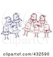 Poster, Art Print Of Groups Of Stick People Staring At Their Opponents On Graph Paper