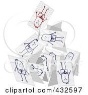 Royalty Free RF Clipart Illustration Of A Collapsing Pyramid Of Stick Businessmen Cards