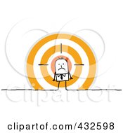 Poster, Art Print Of Stick Businessman Standing In Front Of An Orange Target