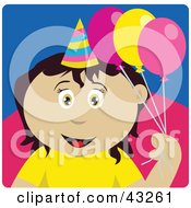 Poster, Art Print Of Mexican Birthday Girl Holding Balloons