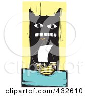 Royalty Free RF Clipart Illustration Of A Pirate Ship Near A Big Monster by xunantunich