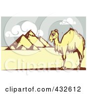 Poster, Art Print Of Lone Camel Near The Egyptian Pyramids
