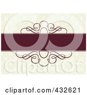 Poster, Art Print Of Blank Red Bar With Ornate Swirls On A Patterned Background