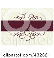 Royalty Free RF Clipart Illustration Of A Blank Red Bar With Ornate Swirls On A Patterned Background