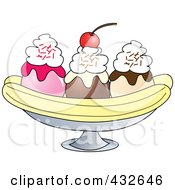 Royalty Free RF Clipart Illustration Of A Banana Split With Whipped Cream And A Cherry by Pams Clipart