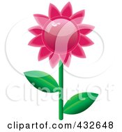 Royalty Free RF Clipart Illustration Of A Shiny Pink Daisy by Pams Clipart