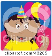 Poster, Art Print Of Hispanic Birthday Girl Holding Balloons
