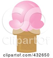 Royalty Free RF Clipart Illustration Of A Strawberry Sugar Ice Cream Cone