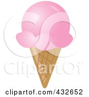 Royalty Free RF Clipart Illustration Of A Strawberry Waffle Ice Cream Cone