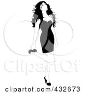 Poster, Art Print Of Sexy Black And White Woman Lifting Her Leg And Grabbing Her Heel