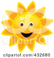 Royalty Free RF Clipart Illustration Of A Happy Glossy Summer Sun Face