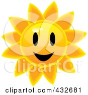 Royalty Free RF Clipart Illustration Of A Happy Glossy Summer Sun Face by Pams Clipart