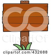 Blank Wooden Plank Sign With Grass