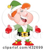 Royalty Free RF Clipart Illustration Of A Cheerful Christmas Elf Smiling And Holding His Arms Out by yayayoyo