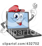 Poster, Art Print Of Laptop Character Wearing A Red Hat And Holding A Wrench