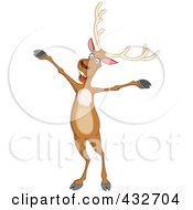 Poster, Art Print Of Cheerful Reindeer Standing With His Arms Open