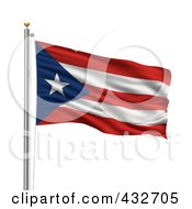 Royalty Free RF Clipart Illustration Of A 3d Flag Of Puerto Rico Waving On A Pole