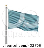 Poster, Art Print Of 3d Flag Of Micronesia Waving On A Pole