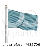 Royalty Free RF Clipart Illustration Of A 3d Flag Of Micronesia Waving On A Pole