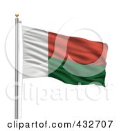 Poster, Art Print Of 3d Flag Of Madagascar Waving On A Pole