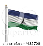 Poster, Art Print Of 3d Flag Of Lesotho Waving On A Pole