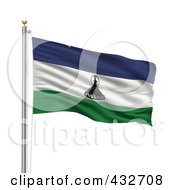 Royalty Free RF Clipart Illustration Of A 3d Flag Of Lesotho Waving On A Pole