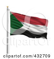Royalty Free RF Clipart Illustration Of The Flag Of Sudan Waving On A Pole