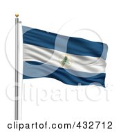 Royalty Free RF Clipart Illustration Of A 3d Flag Of Nicaragua Waving On A Pole