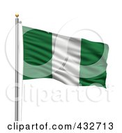3d Flag Of Nigeria Waving On A Pole