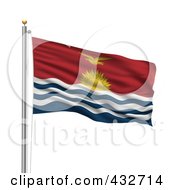 Poster, Art Print Of 3d Flag Of Kiribati Waving On A Pole