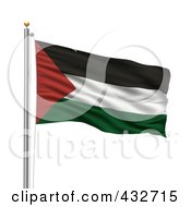 3d Flag Of Palestine Waving On A Pole