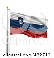 Royalty Free RF Clipart Illustration Of The Flag Of Slovenia Waving On A Pole