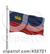 Royalty Free RF Clipart Illustration Of A 3d Flag Of Liechtenstein Waving On A Pole
