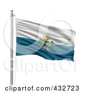 Royalty Free RF Clipart Illustration Of The Flag Of San Marino Waving On A Pole