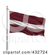 Royalty Free RF Clipart Illustration Of A 3d Flag Of Latvia Waving On A Pole