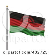 Poster, Art Print Of 3d Flag Of Malawi Waving On A Pole