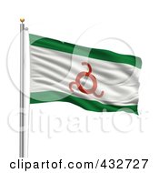 Royalty Free RF Clipart Illustration Of A 3d Flag Of Ingushetia Waving On A Pole