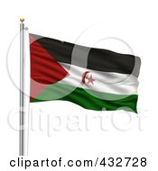 Poster, Art Print Of The Flag Of The Sahrawi Arab Democratic Republic Waving On A Pole